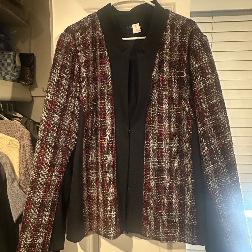 Lane Bryant Women's Plaid Blazer - Red and Black